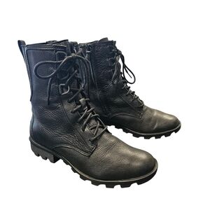 Sorel Phoenix Lace-Up waterproof Black leather combat boots 10